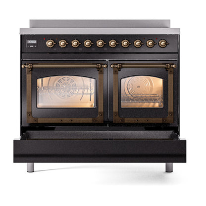 ILVE Nostalgie II Noblesse 40" Glossy Black Induction Range with 6 Elements Triple Glass Door