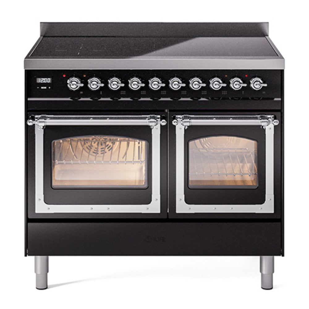 ILVE Nostalgie II Noblesse 40" Glossy Black Induction Range with 6 Elements Triple Glass Door