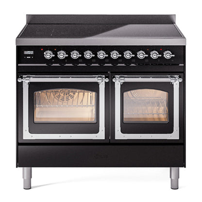 ILVE Nostalgie II Noblesse 40" Glossy Black Induction Range with 6 Elements Triple Glass Door