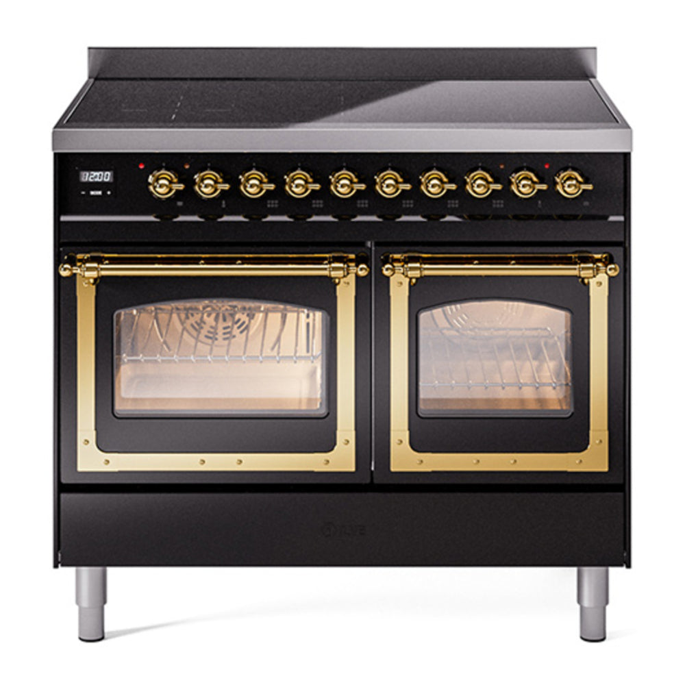 ILVE Nostalgie II Noblesse 40" Glossy Black Induction Range with 6 Elements Triple Glass Door