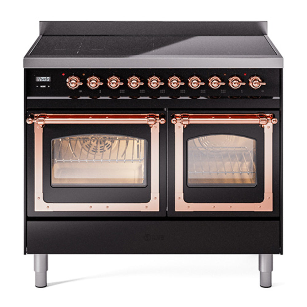 ILVE Nostalgie II Noblesse 40" Glossy Black Induction Range with 6 Elements Triple Glass Door