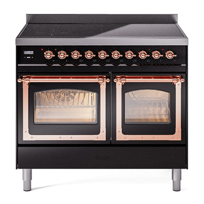 ILVE Nostalgie II Noblesse 40" Glossy Black Induction Range with 6 Elements Triple Glass Door