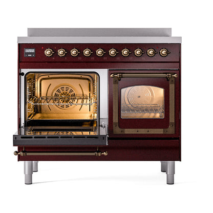 ILVE Nostalgie II Noblesse 40" Burgundy Induction Range with 6 Elements Triple Glass Door