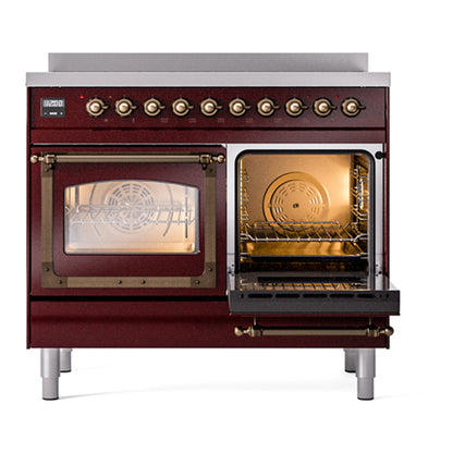 ILVE Nostalgie II Noblesse 40" Burgundy Induction Range with 6 Elements Triple Glass Door