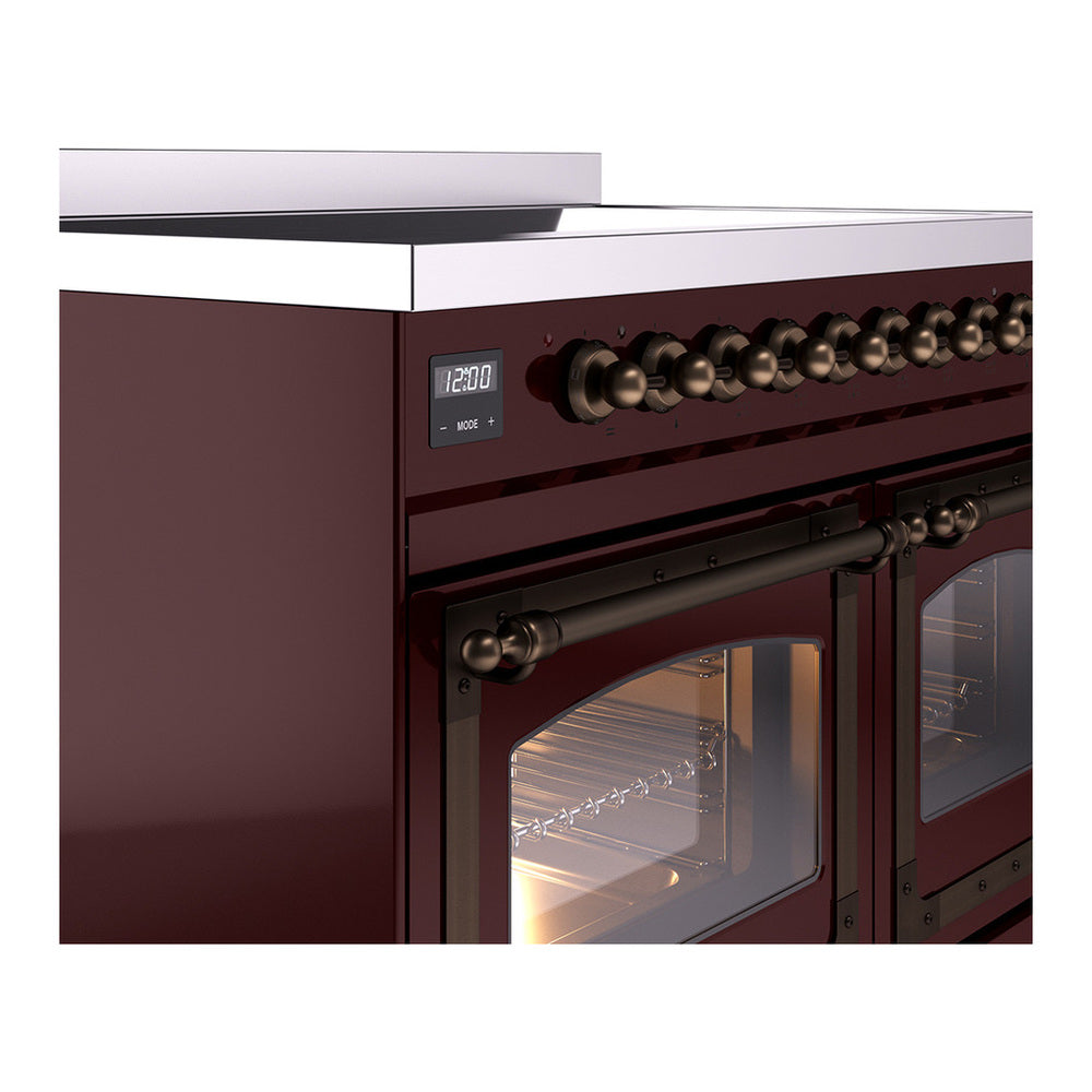 ILVE Nostalgie II Noblesse 40" Burgundy Induction Range with 6 Elements Triple Glass Door