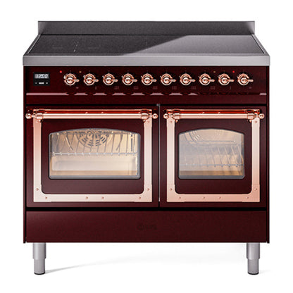 ILVE Nostalgie II Noblesse 40" Burgundy Induction Range with 6 Elements Triple Glass Door