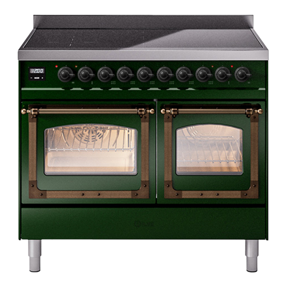 ILVE Nostalgie II Noblesse 40" Emerald Green Induction Range with 6 Elements Triple Glass Door