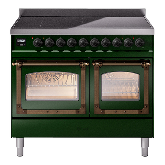 ILVE Nostalgie II Noblesse 40" Emerald Green Induction Range with 6 Elements Triple Glass Door