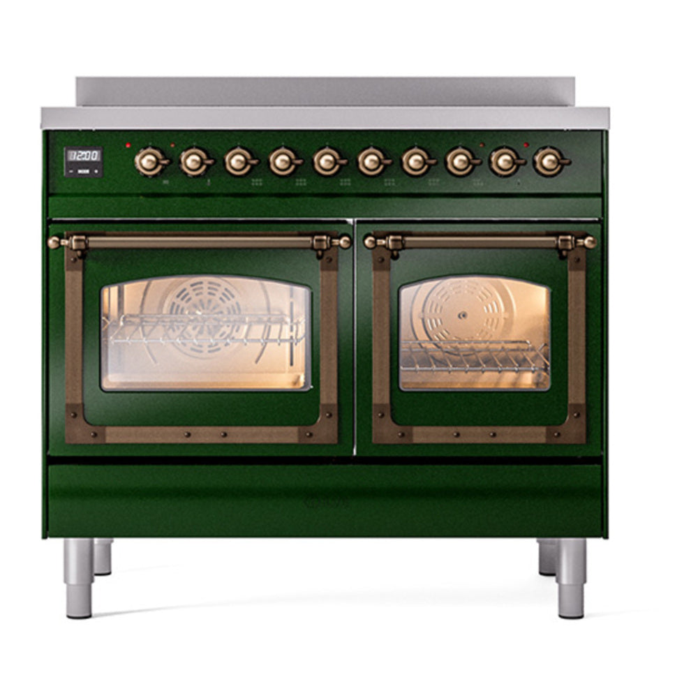 ILVE Nostalgie II Noblesse 40" Emerald Green Induction Range with 6 Elements Triple Glass Door