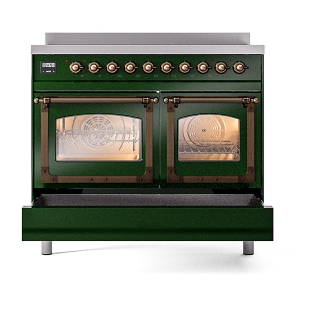 ILVE Nostalgie II Noblesse 40" Emerald Green Induction Range with 6 Elements Triple Glass Door