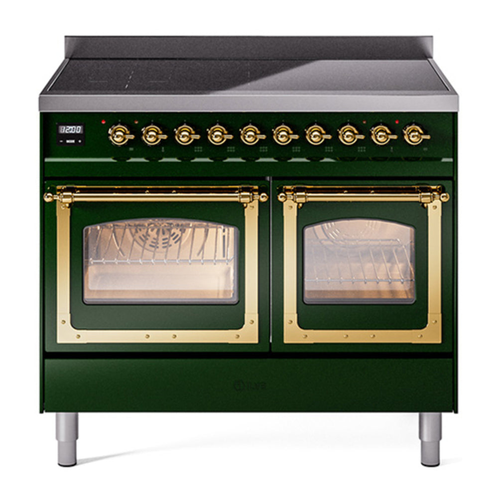 ILVE Nostalgie II Noblesse 40" Emerald Green Induction Range with 6 Elements Triple Glass Door