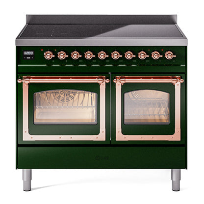 ILVE Nostalgie II Noblesse 40" Emerald Green Induction Range with 6 Elements Triple Glass Door