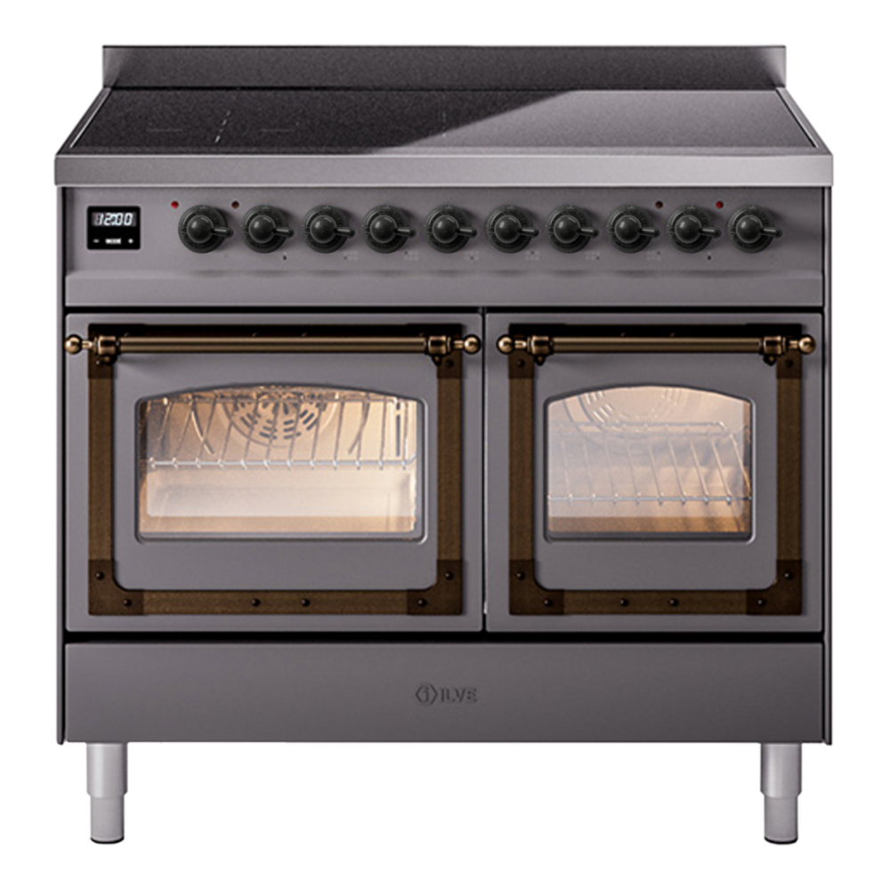 ILVE Nostalgie II Noblesse 40" Graphite Matte Induction Range with 6 Elements Triple Glass Door