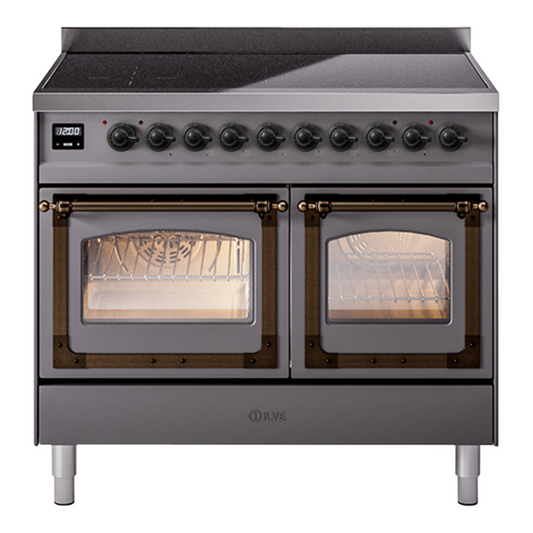 ILVE Nostalgie II Noblesse 40" Graphite Matte Induction Range with 6 Elements Triple Glass Door
