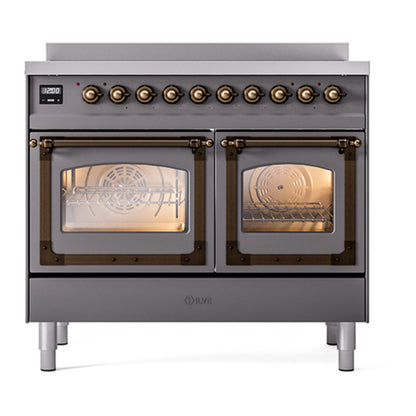 ILVE Nostalgie II Noblesse 40" Graphite Matte Induction Range with 6 Elements Triple Glass Door