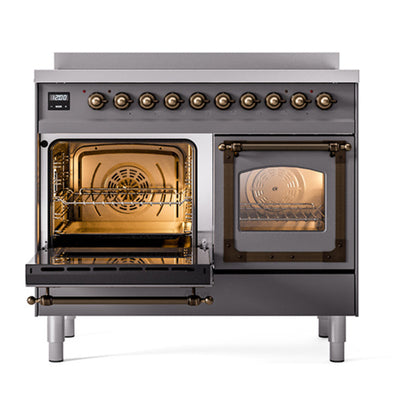ILVE Nostalgie II Noblesse 40" Graphite Matte Induction Range with 6 Elements Triple Glass Door