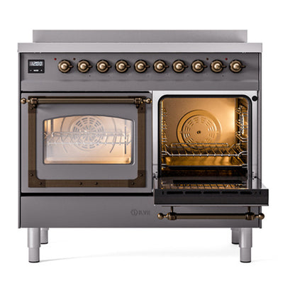 ILVE Nostalgie II Noblesse 40" Graphite Matte Induction Range with 6 Elements Triple Glass Door