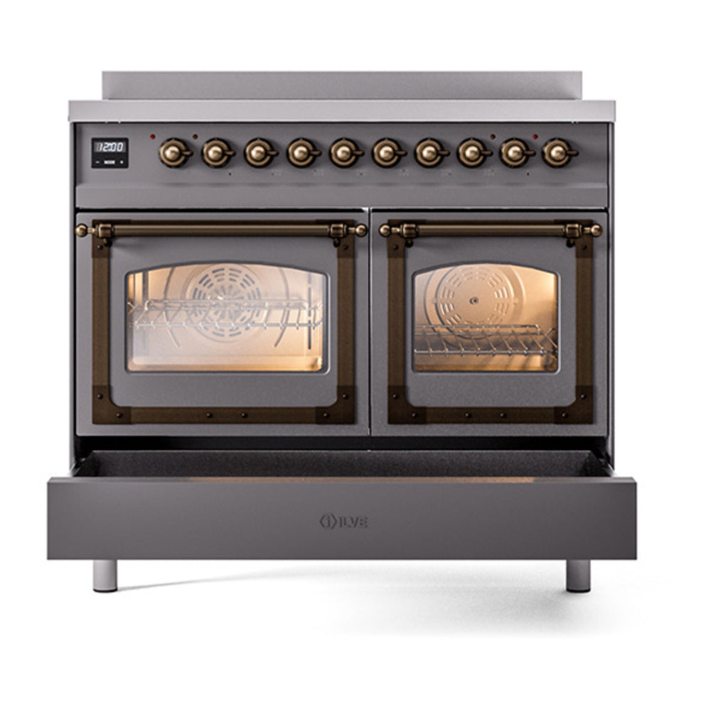 ILVE Nostalgie II Noblesse 40" Graphite Matte Induction Range with 6 Elements Triple Glass Door