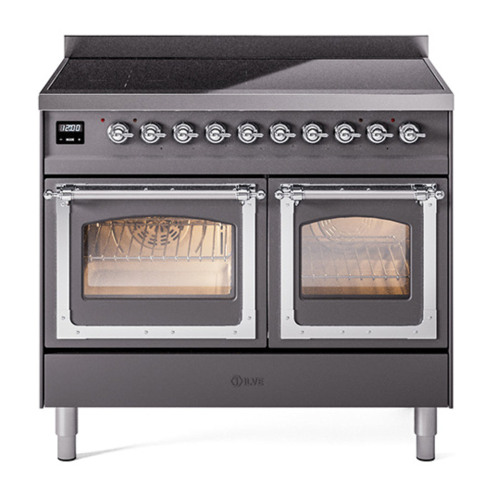 ILVE Nostalgie II Noblesse 40" Graphite Matte Induction Range with 6 Elements Triple Glass Door