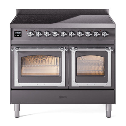 ILVE Nostalgie II Noblesse 40" Graphite Matte Induction Range with 6 Elements Triple Glass Door