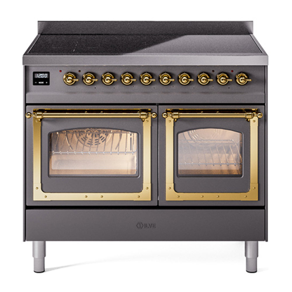 ILVE Nostalgie II Noblesse 40" Graphite Matte Induction Range with 6 Elements Triple Glass Door