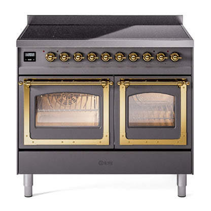 ILVE Nostalgie II Noblesse 40" Graphite Matte Induction Range with 6 Elements Triple Glass Door