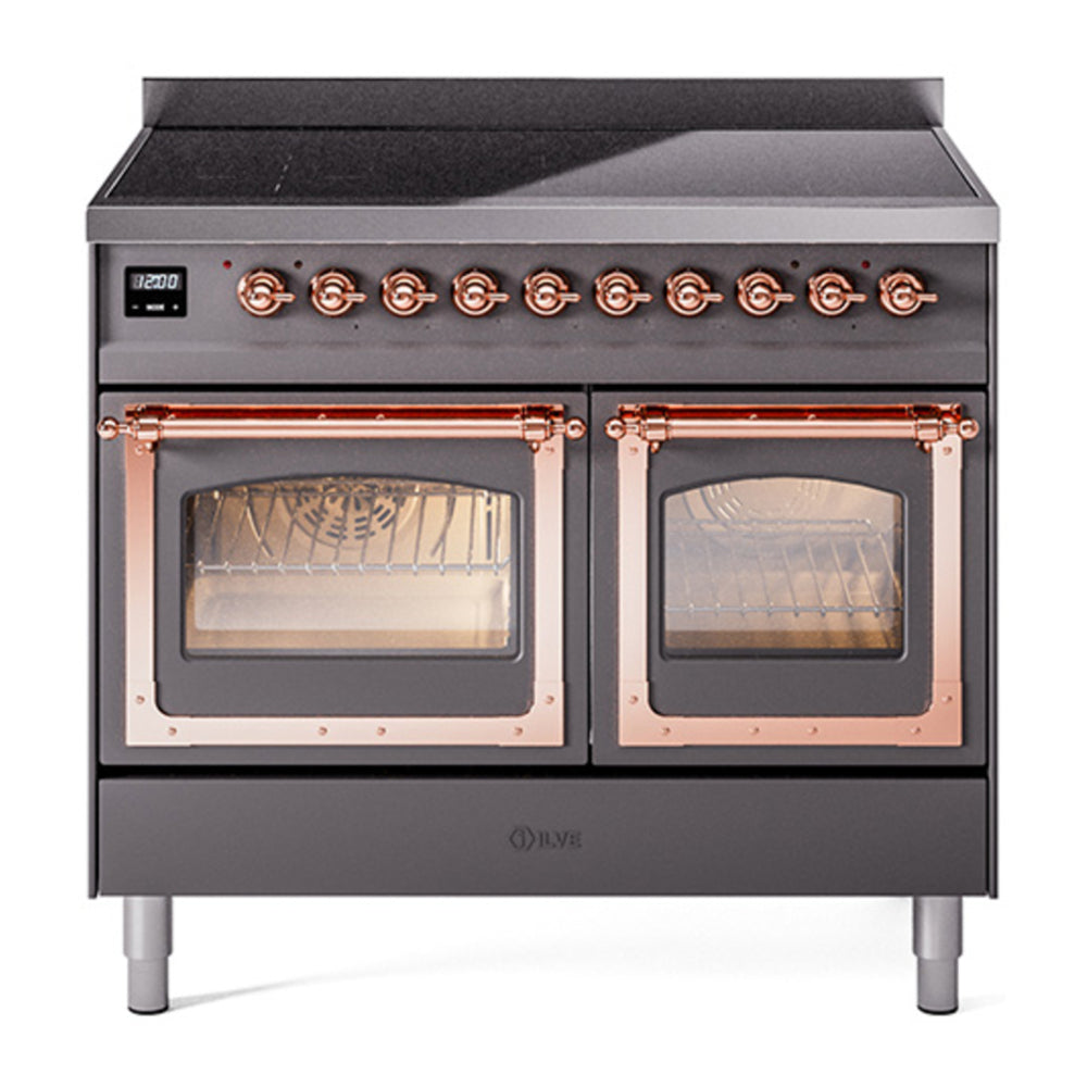 ILVE Nostalgie II Noblesse 40" Graphite Matte Induction Range with 6 Elements Triple Glass Door