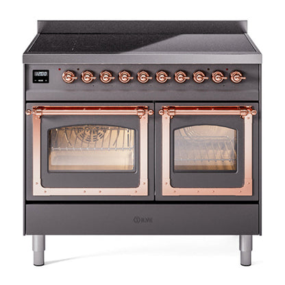 ILVE Nostalgie II Noblesse 40" Graphite Matte Induction Range with 6 Elements Triple Glass Door