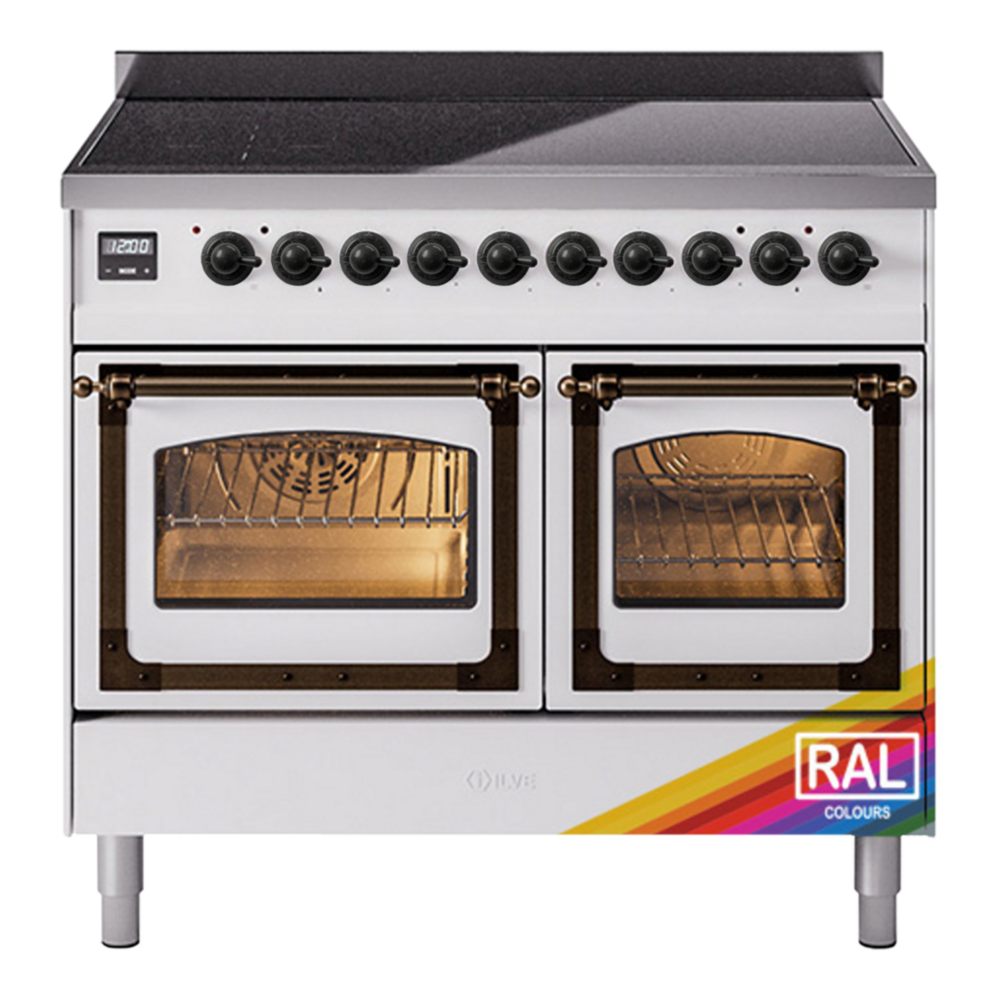 ILVE Nostalgie II Noblesse 40" RAL Induction Range with 6 Elements Triple Glass Door