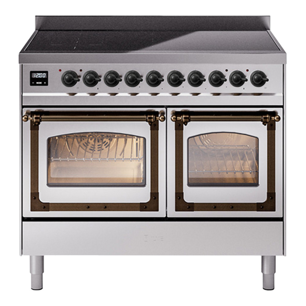ILVE Nostalgie II Noblesse 40" Stainless Steel Induction Range with 6 Elements Triple Glass Door