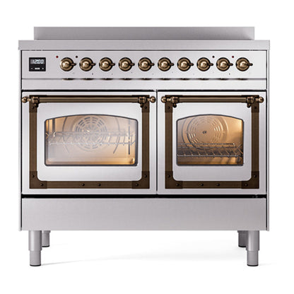ILVE Nostalgie II Noblesse 40" Stainless Steel Induction Range with 6 Elements Triple Glass Door