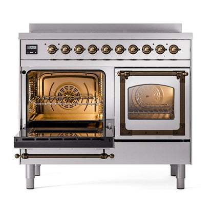 ILVE Nostalgie II Noblesse 40" Stainless Steel Induction Range with 6 Elements Triple Glass Door