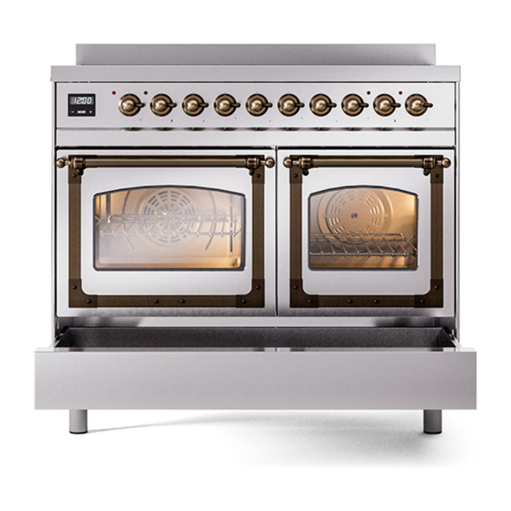 ILVE Nostalgie II Noblesse 40" Stainless Steel Induction Range with 6 Elements Triple Glass Door