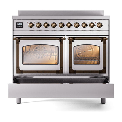 ILVE Nostalgie II Noblesse 40" Stainless Steel Induction Range with 6 Elements Triple Glass Door