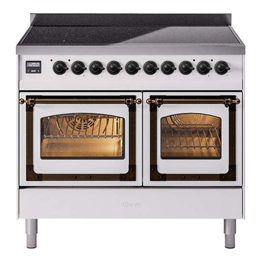 ILVE Nostalgie II Noblesse 40" White Induction Range with 6 Elements Triple Glass Door