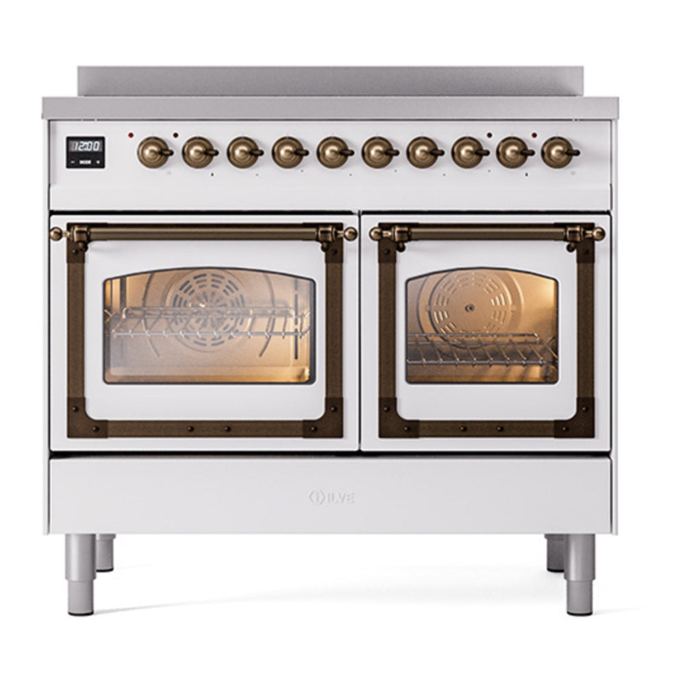 ILVE Nostalgie II Noblesse 40" White Induction Range with 6 Elements Triple Glass Door