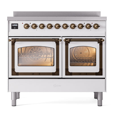 ILVE Nostalgie II Noblesse 40" White Induction Range with 6 Elements Triple Glass Door