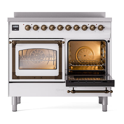ILVE Nostalgie II Noblesse 40" White Induction Range with 6 Elements Triple Glass Door