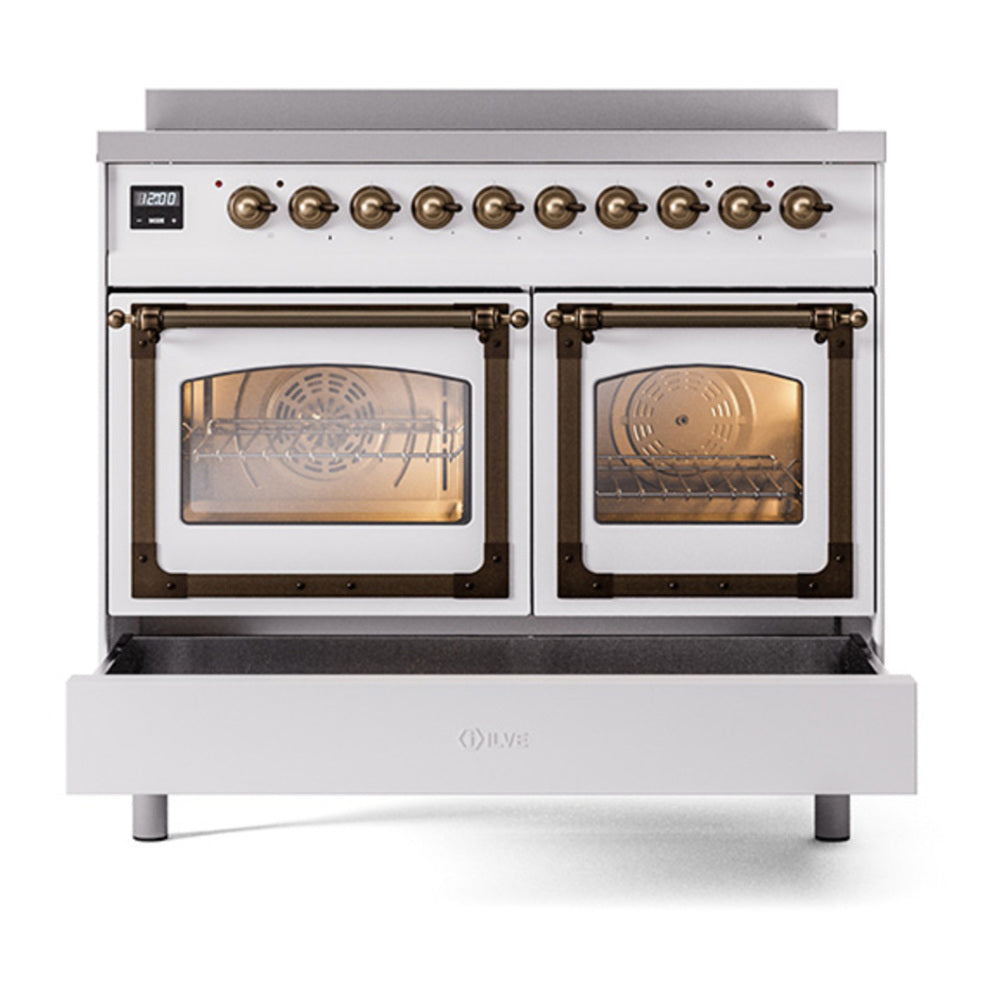 ILVE Nostalgie II Noblesse 40" White Induction Range with 6 Elements Triple Glass Door