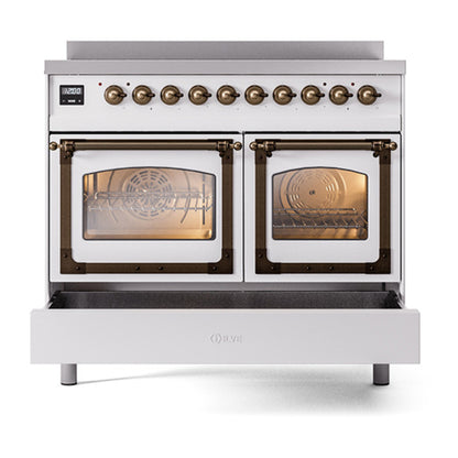 ILVE Nostalgie II Noblesse 40" White Induction Range with 6 Elements Triple Glass Door