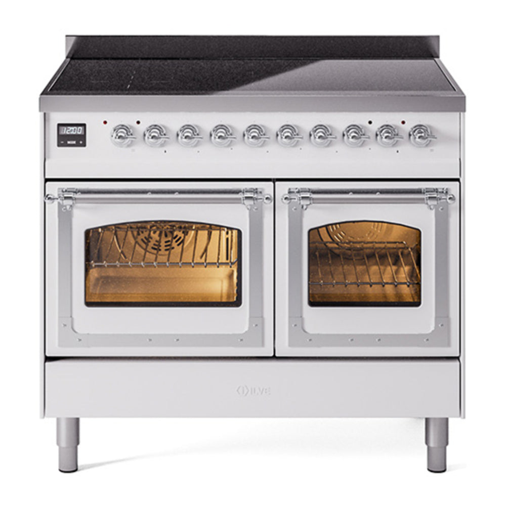 ILVE Nostalgie II Noblesse 40" White Induction Range with 6 Elements Triple Glass Door
