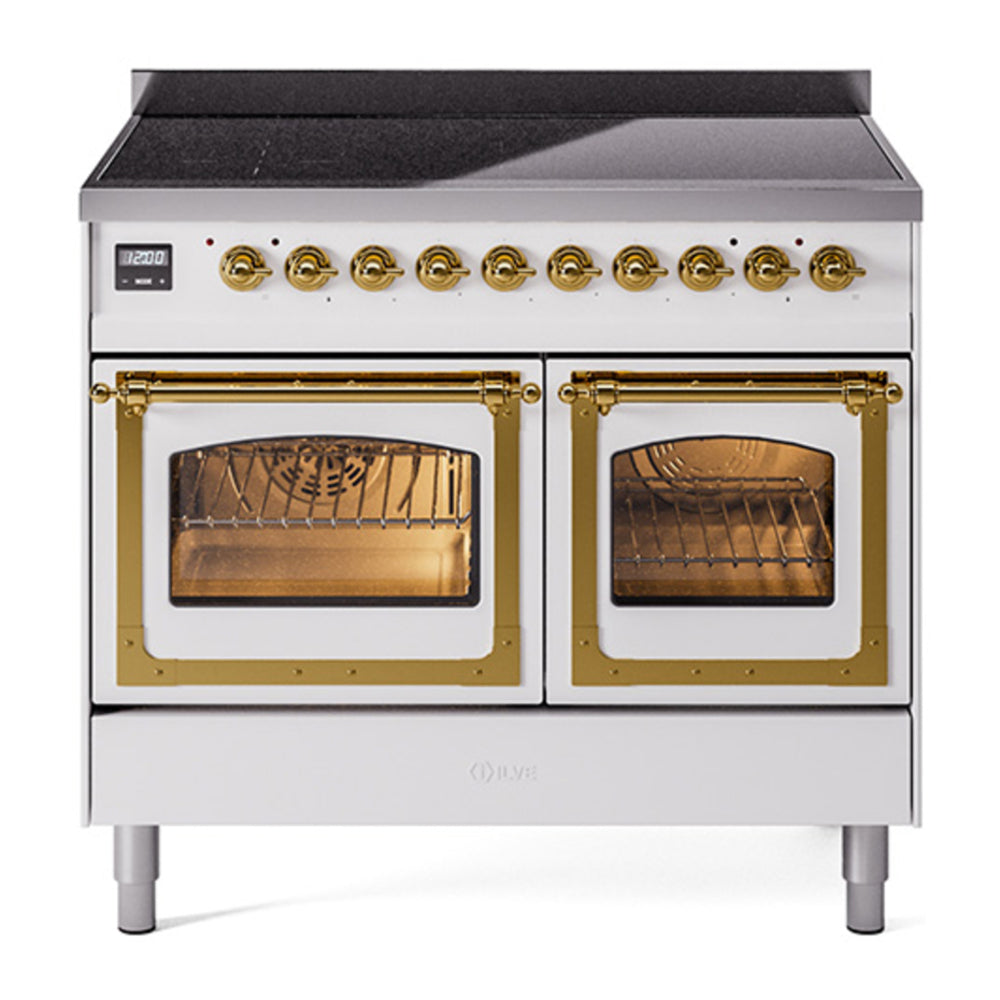 ILVE Nostalgie II Noblesse 40" White Induction Range with 6 Elements Triple Glass Door