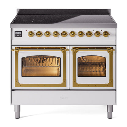 ILVE Nostalgie II Noblesse 40" White Induction Range with 6 Elements Triple Glass Door