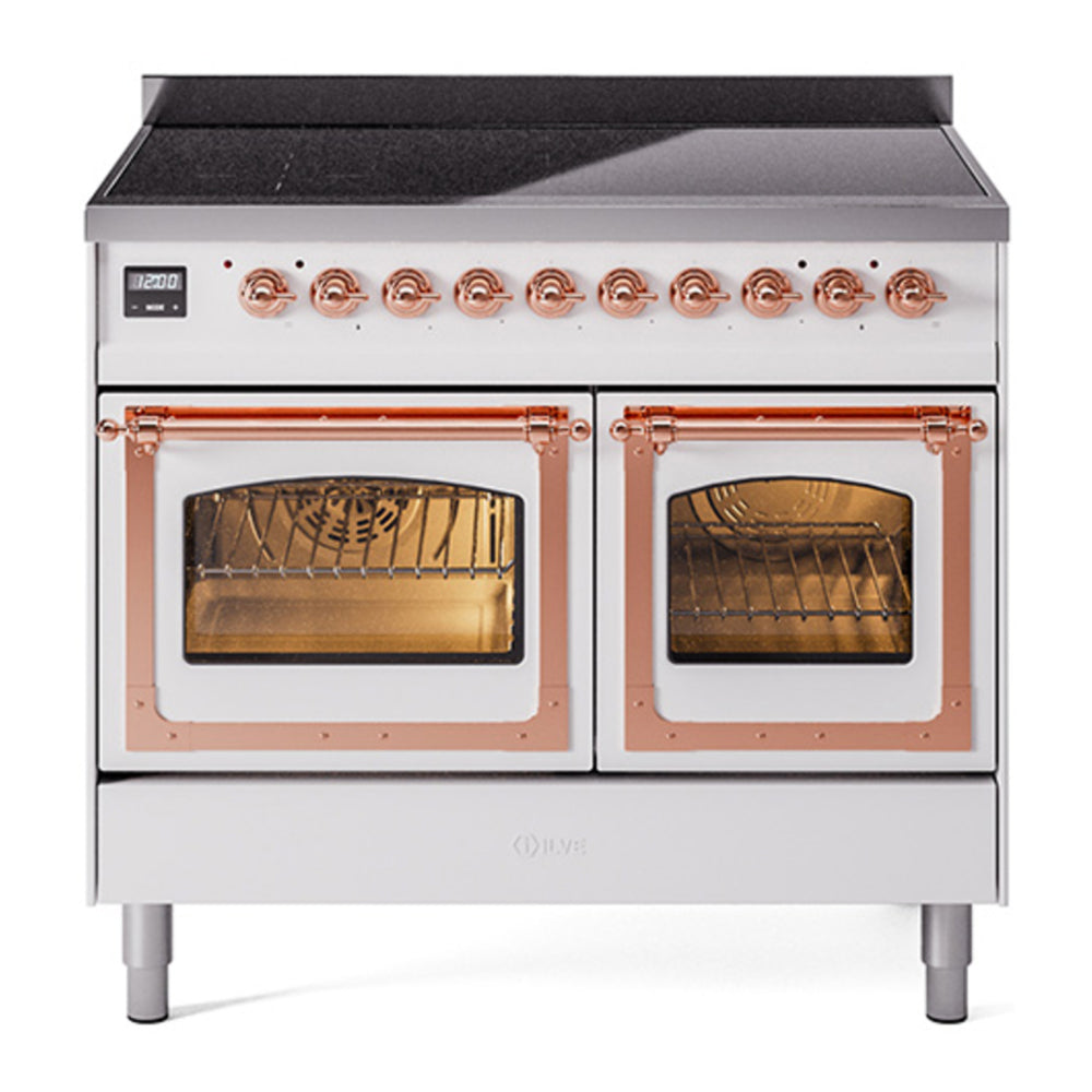 ILVE Nostalgie II Noblesse 40" White Induction Range with 6 Elements Triple Glass Door