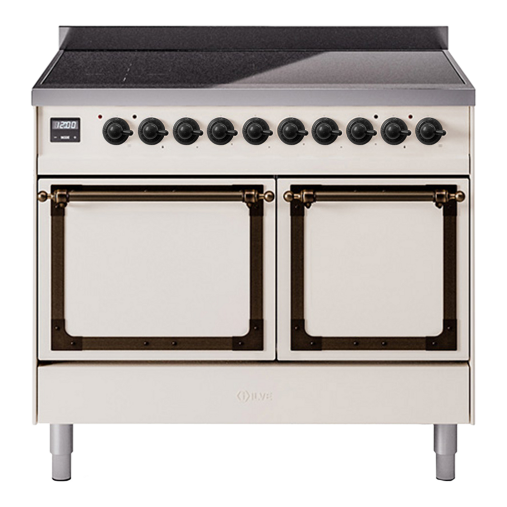 ILVE Nostalgie II Noblesse 40" Antique White Induction Range with 6 Elements Solid Door