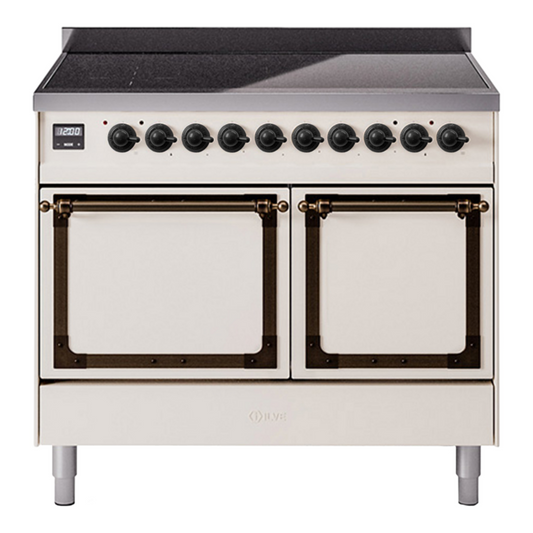 ILVE Nostalgie II Noblesse 40" Antique White Induction Range with 6 Elements Solid Door