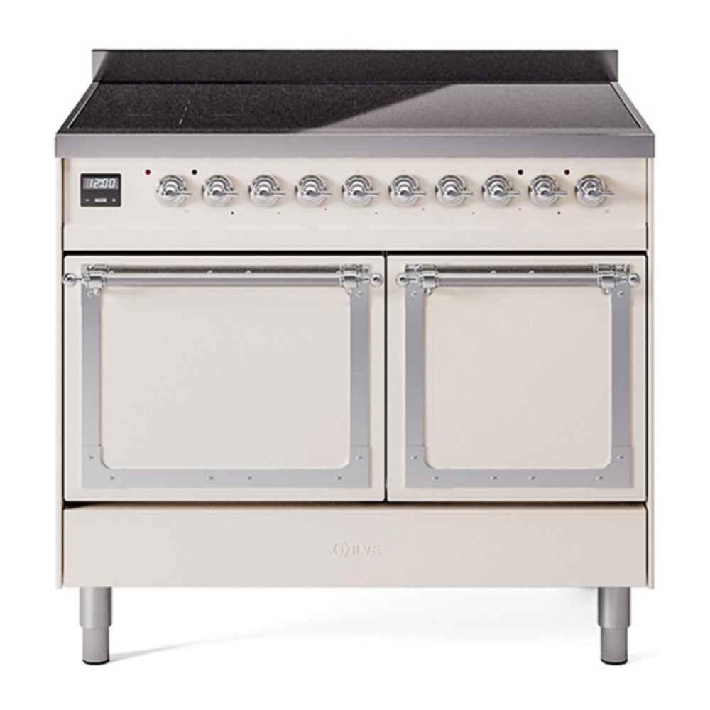 ILVE Nostalgie II Noblesse 40" Antique White Induction Range with 6 Elements Solid Door