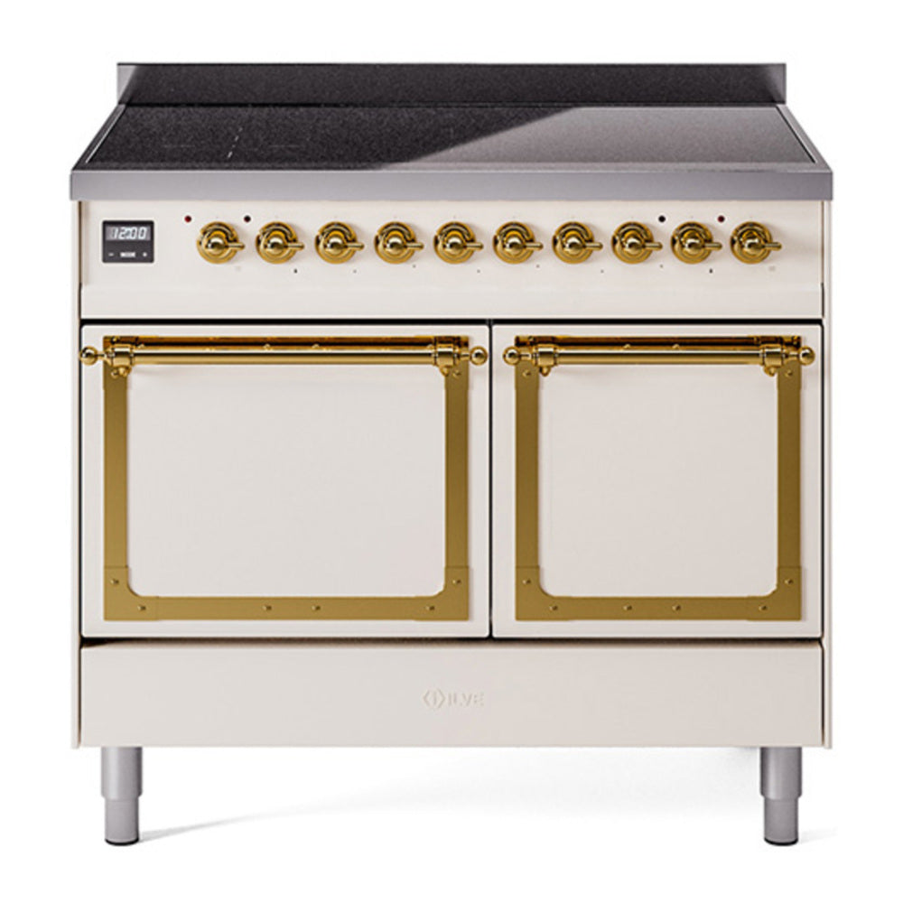 ILVE Nostalgie II Noblesse 40" Antique White Induction Range with 6 Elements Solid Door