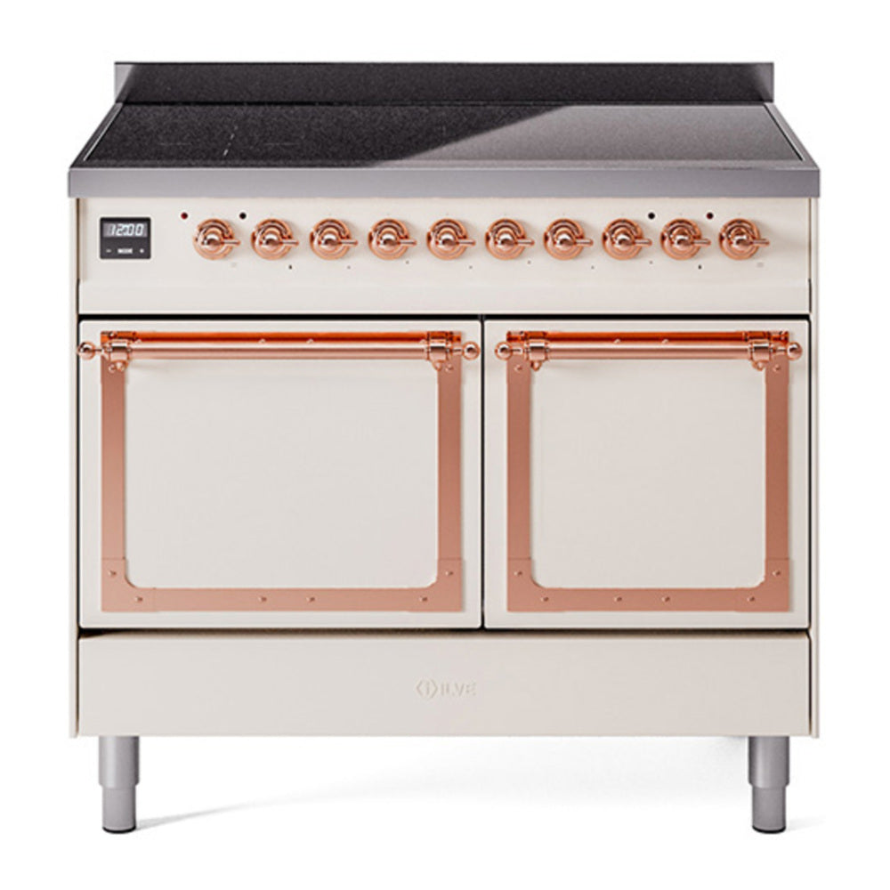 ILVE Nostalgie II Noblesse 40" Antique White Induction Range with 6 Elements Solid Door