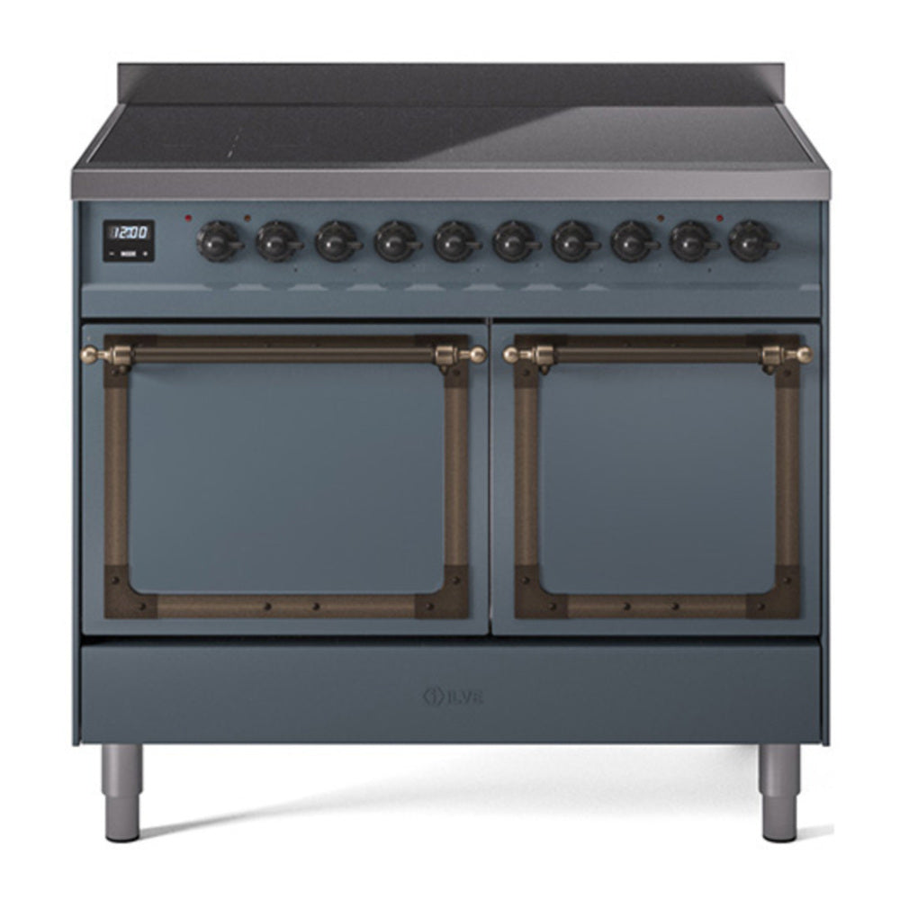 ILVE Nostalgie II Noblesse 40" Blue Grey Induction Range with 6 Elements Solid Door
